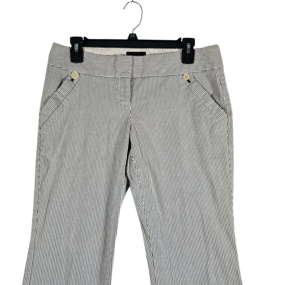 The Limited Drew Fit Pants Womens 6 Gray Striped Seersucker Bootcut Low Rise - Picture 2 of 9
